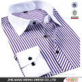 Men's hot sale kingly purple white stripped contrast collar casual shirt